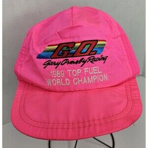 G.O. Gary Ormsby Racing Hat Pink One Size Top Fuel Drag Racing NHRA 1989 Vintage